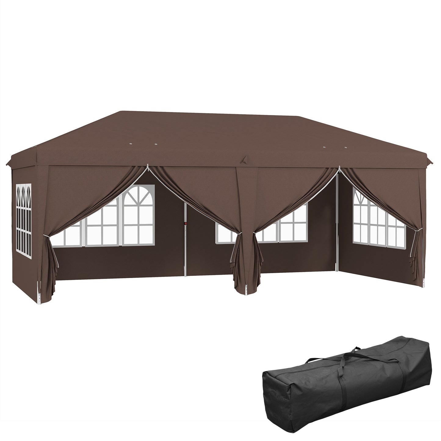 3 x 6 m Pop Up Gazebo with Sides and Windows, Height Adjustable Wedding Camping Party Tent Canopy Marquee with Storage Bag fo
