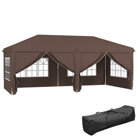 3 x 6 m Pop Up Gazebo with Sides and Windows, Height Adjustable Wedding Camping Party Tent Canopy Marquee with Storage Bag fo