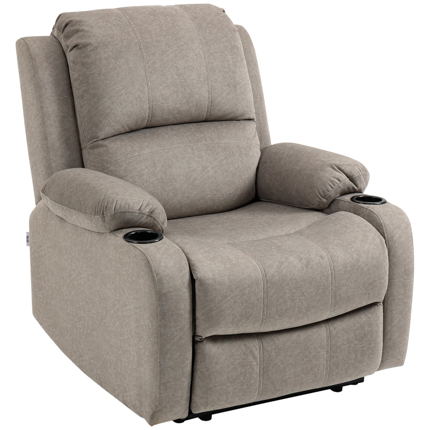 Recliner Chair, Microfibre Reclining Chair with Adjustable Leg Rest, Cup Holders, Recliner Armchair for Home Living Room