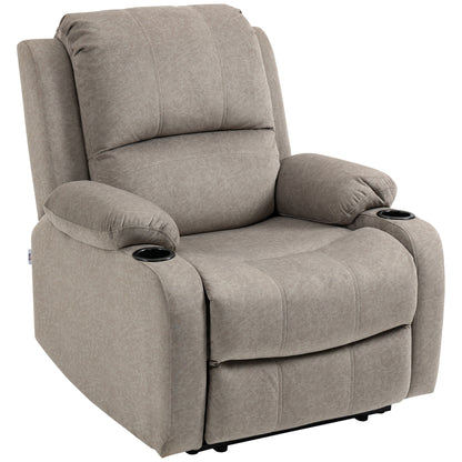 Recliner Chair, Microfibre Reclining Chair with Adjustable Leg Rest, Cup Holders, Recliner Armchair for Home Living Room