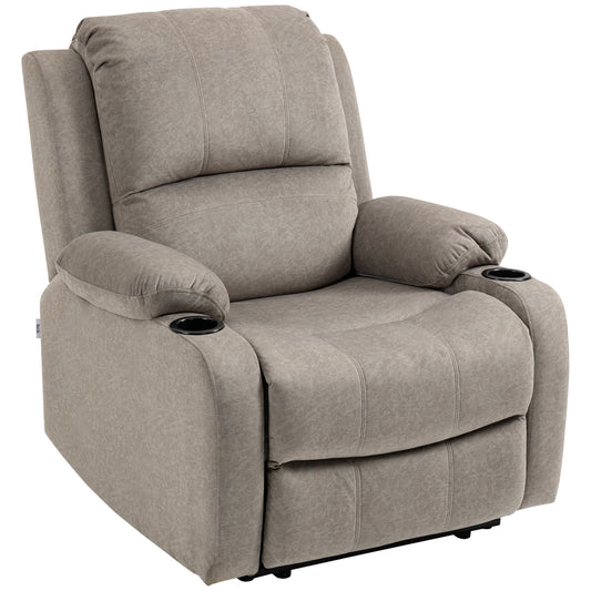 Recliner Chair, Microfibre Reclining Chair with Adjustable Leg Rest, Cup Holders, Recliner Armchair for Home Living Room