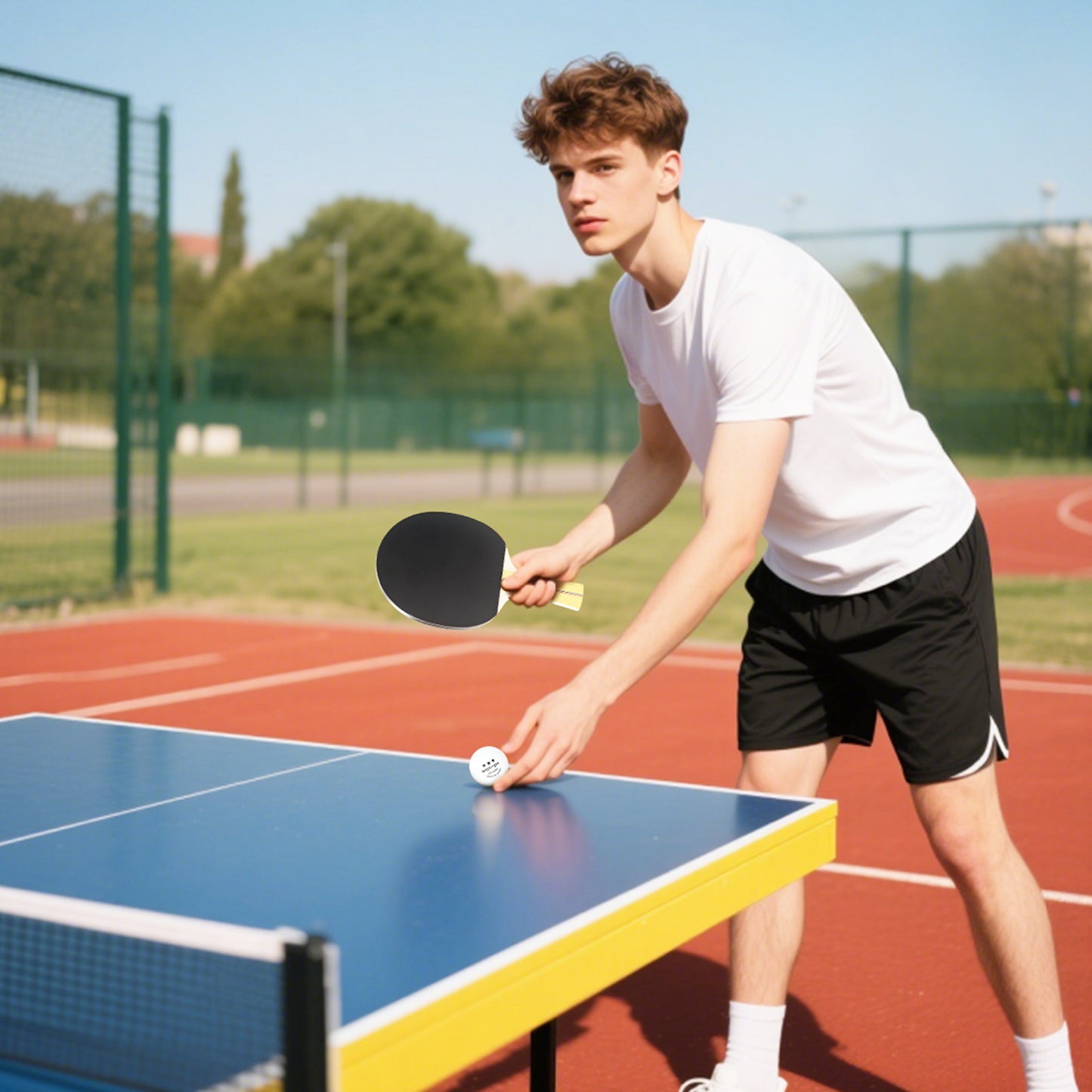 Portable Table Tennis Set with Four Rackets, Eight Balls, Storage Case