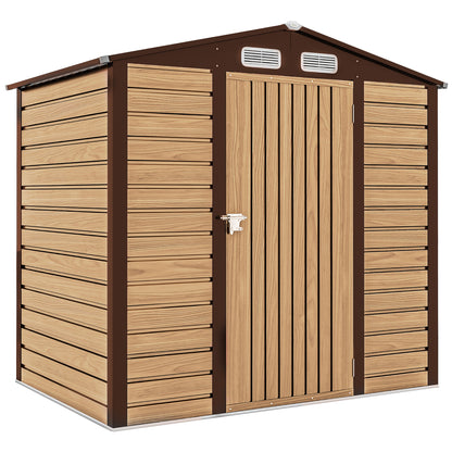 4 x 6ft Galvanised Steel Garden Shed, with Lock and Gloves - Oak