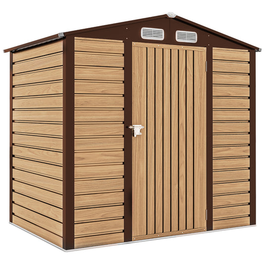 4 x 6ft Galvanised Steel Garden Shed, with Lock and Gloves - Oak