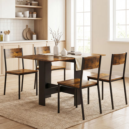 Folding Dining Table, Space-Saving Drop Leaf Kitchen Table for 4-6 People Rustic Brown