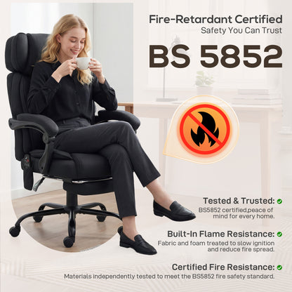 High Back Vibration Massage Office Chair Heated Reclining Computer Chair w/ Adjustable Height, Swivel Wheels, Black