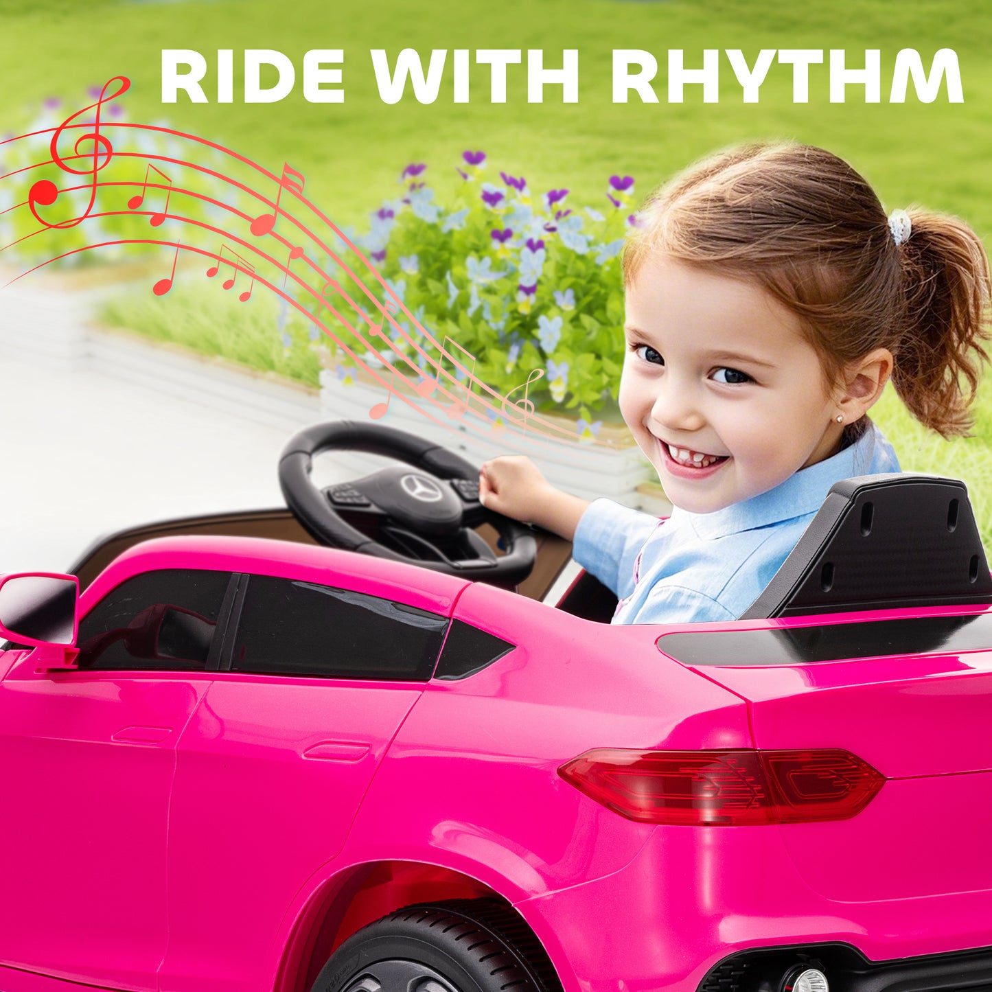 Mercedes-Benz GLC Licensed Kids Ride on Car with Remote Control, Soft Start, MP3, LED Headlights, Pink