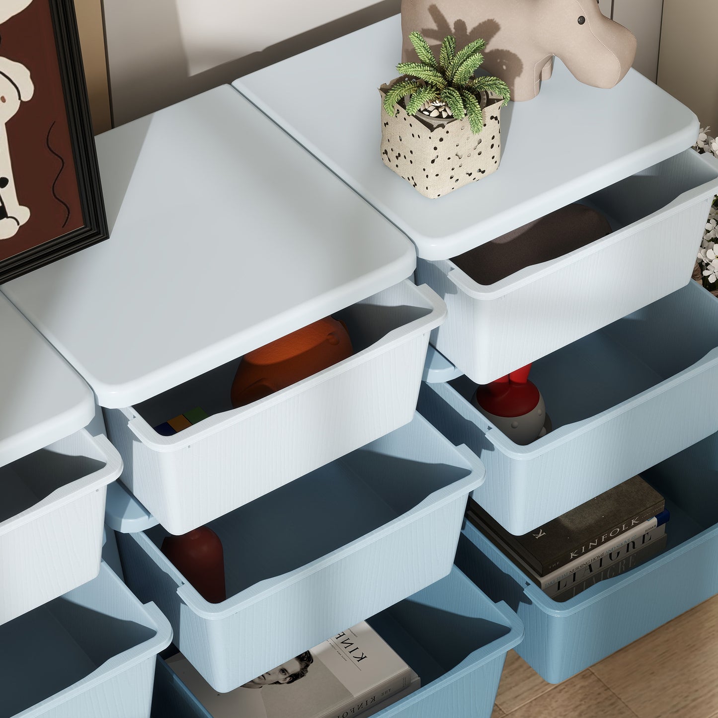 Kids Storage Unit, with Nine Drawers - Blue