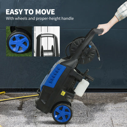 2200W High Pressure Washer, 170 Bar Pressure Washer with Adjustable Nozzle and 6M Hose, 32W x 32D x 80H cm Blue