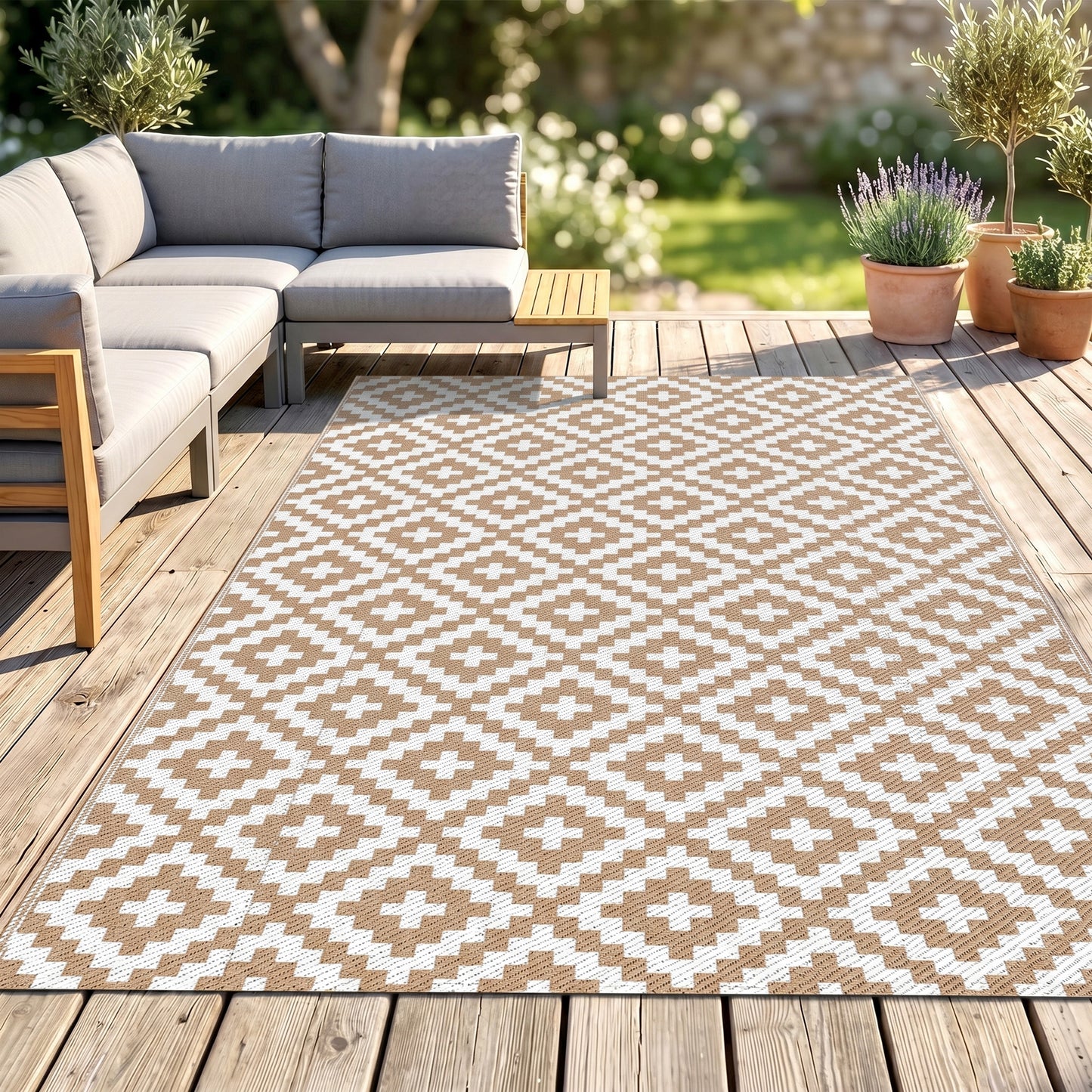 Outdoor Rug Reversible Mat Plastic Straw Rug Portable RV Camping Mat for Garden Deck Picnic Indoor, 182 x 274 cm (6 x 9 ft)