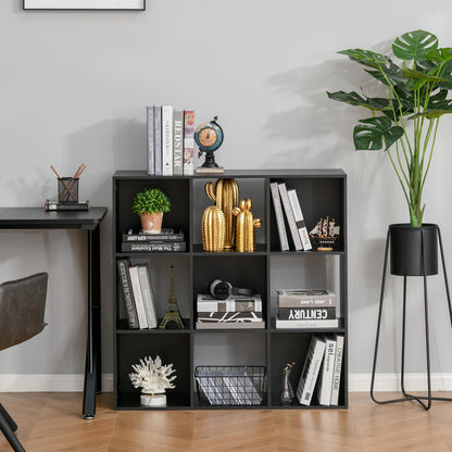 3-tier 9 Cubes Storage Unit Particle Board Cupboard Bookcase Organiser Home Office Shelves, Black