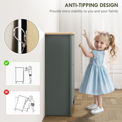 Slim Shoe Cabinet, Narrow Shoe Cupboard with 2 Flip Drawers, Adjustable Shelves for 12 Pairs of Shoes, Light Grey