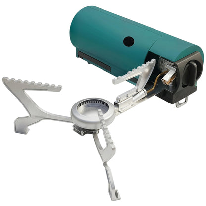 2670W Foldable Camping Stove with Safety Shut-Off, Piezo Ignition Gas Stove with Carry Bag, Green