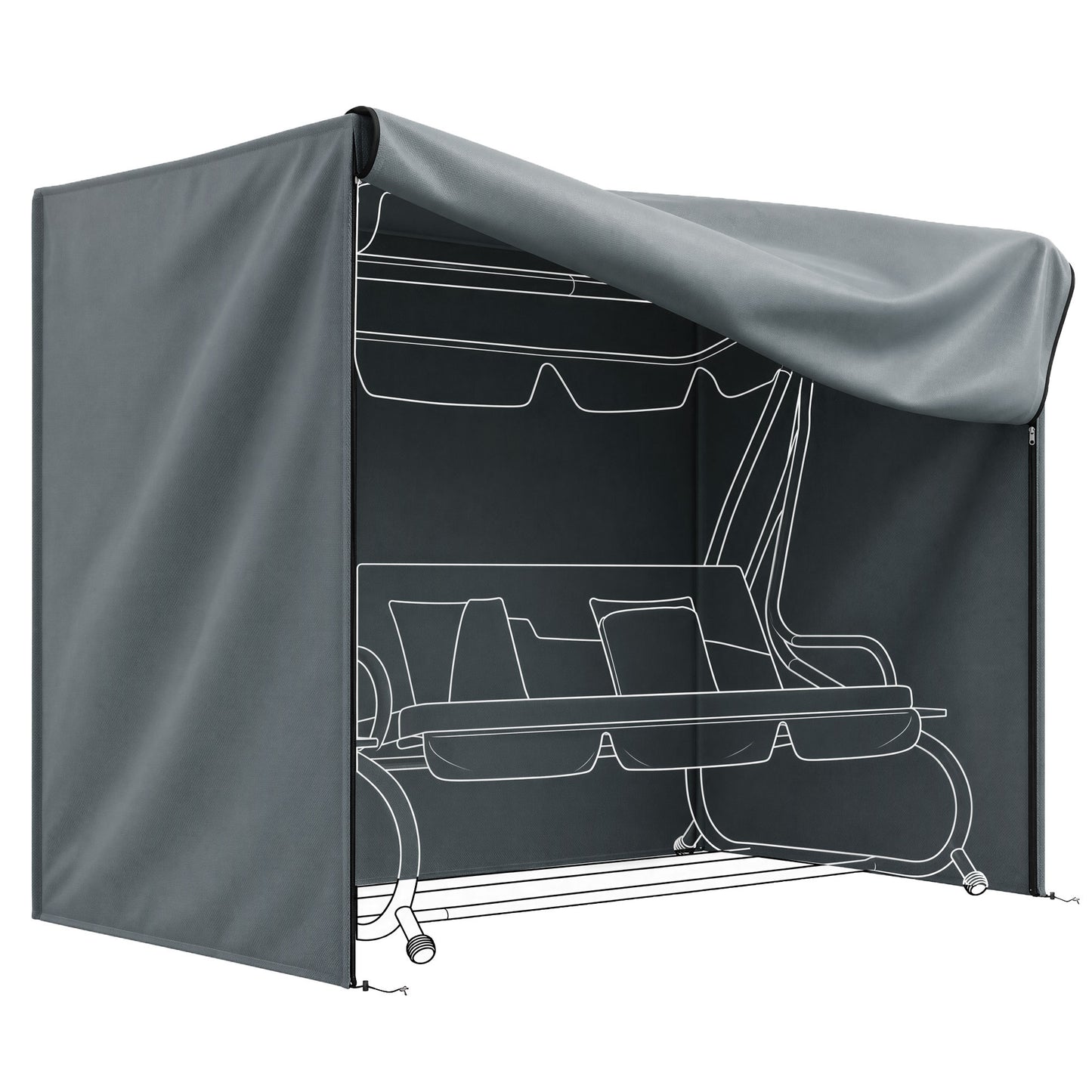 220 x 125cm Three-Seater Swing Chair Protective Cover - Grey