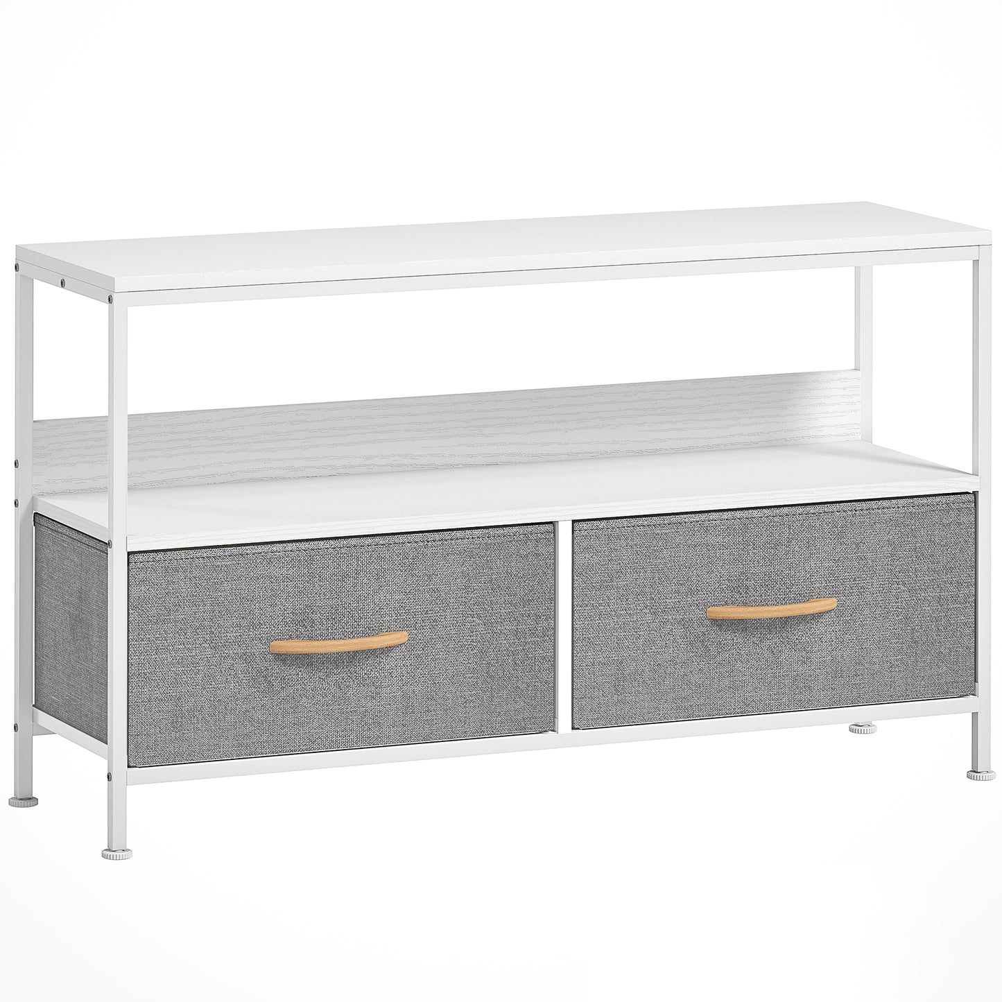 TV Stand Cabinet with 2 Foldable Drawers - White