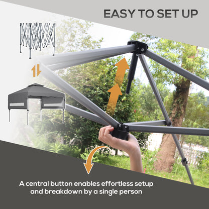 3 x 3m Height Adjustable Pop-Up Gazebo, with Accessories - Grey