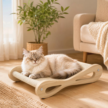 2 in 1 Sisal Cat Scratcher Bed Cat Scratching Board and Lounger 60 x 35 x 13 cm Cream White