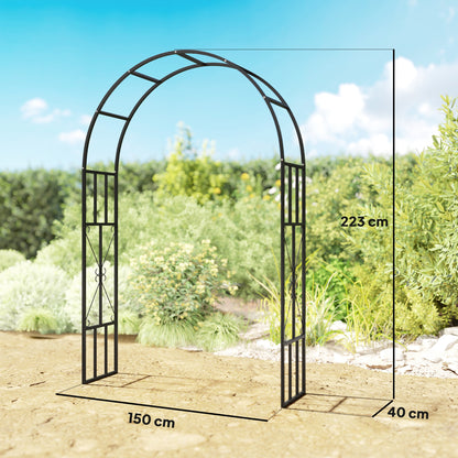 Steel Garden Arch, 2.2m High x 1.5m Wide Metal Garden Trellis for Climbing Plants Roses Wisteria Vines