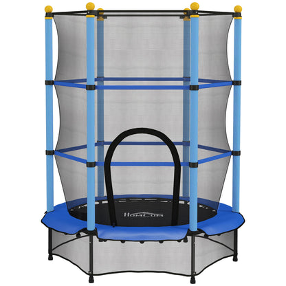 4.6FT/55" Kids Trampoline with Enclosure Net, Outdoor Indoor Use, for Ages 3-10 Years, Blue