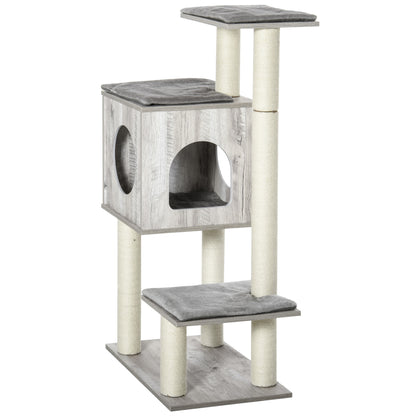Cat Tree for Indoor Large Cats 113cm Kitten Tower Condo Jute Scratching Post Kitten Play House Activity Center Furniture