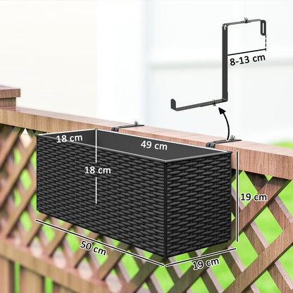 Set of Two Rattan-Effect Planters - Black