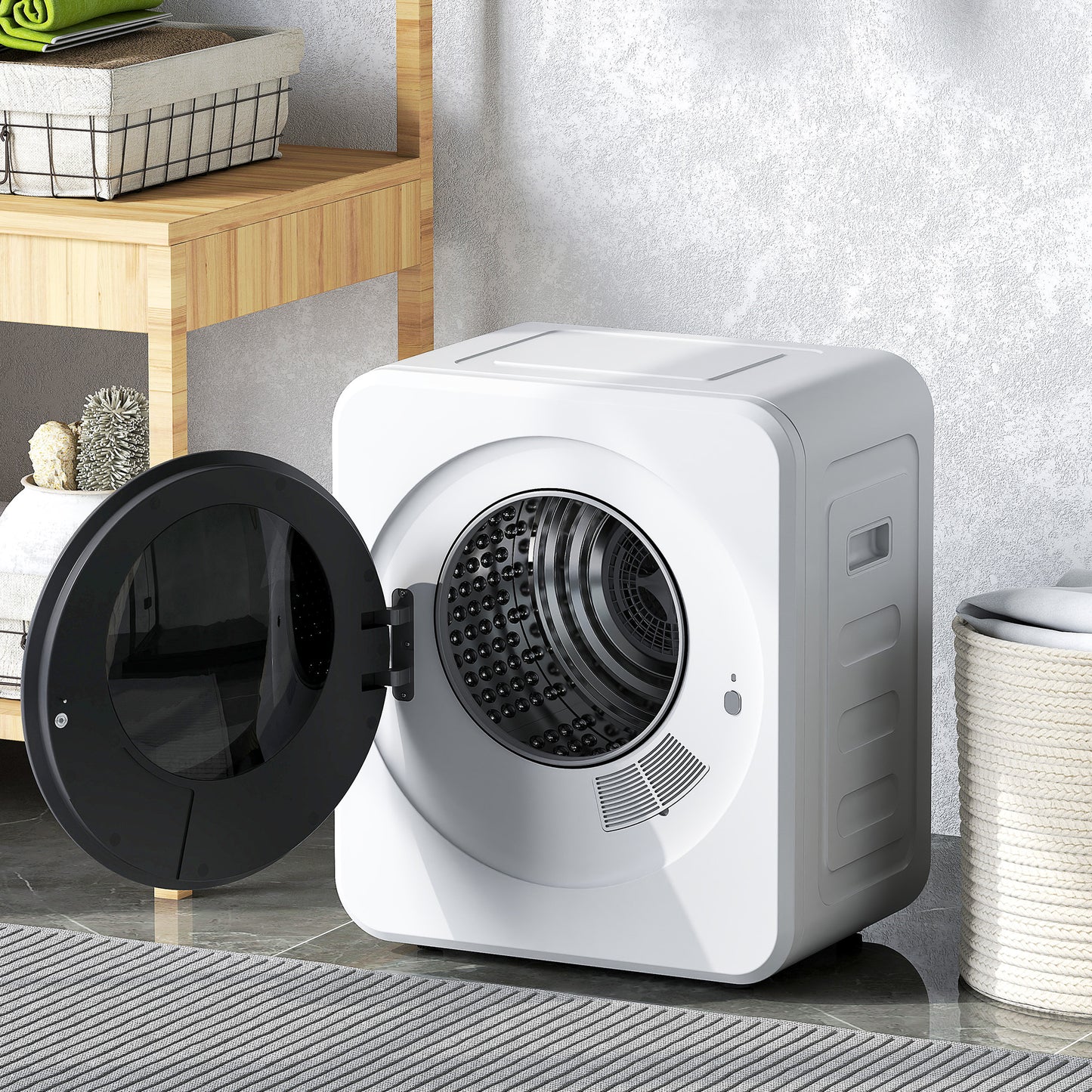 Vented Tumble Dryer, 4 kg Front Tumble Dryer with Stainless Steel Tub, 800W Compact Freestanding, White