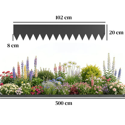 5pcs Garden Fence, Metal Picket Fence Panels, 102x20cm, Black