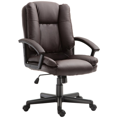 Office Chair, Computer Desk Chair, PU Leather Mid Back Executive Chair with Adjustable Height and Swivel Rolling Wheels for H