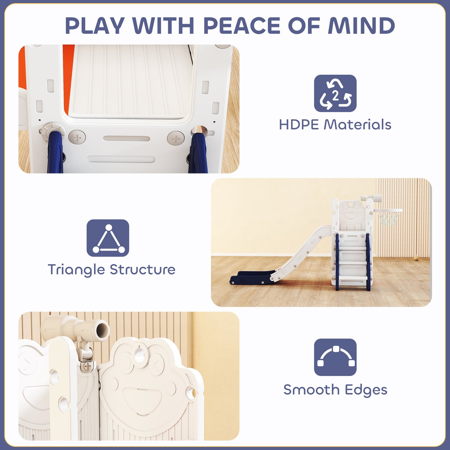 5 in 1 Kids Slide Set with Basketball Hoop, Climbing Frame, Telescope, Storage Box for Toddlers Ages 1-3, Orange