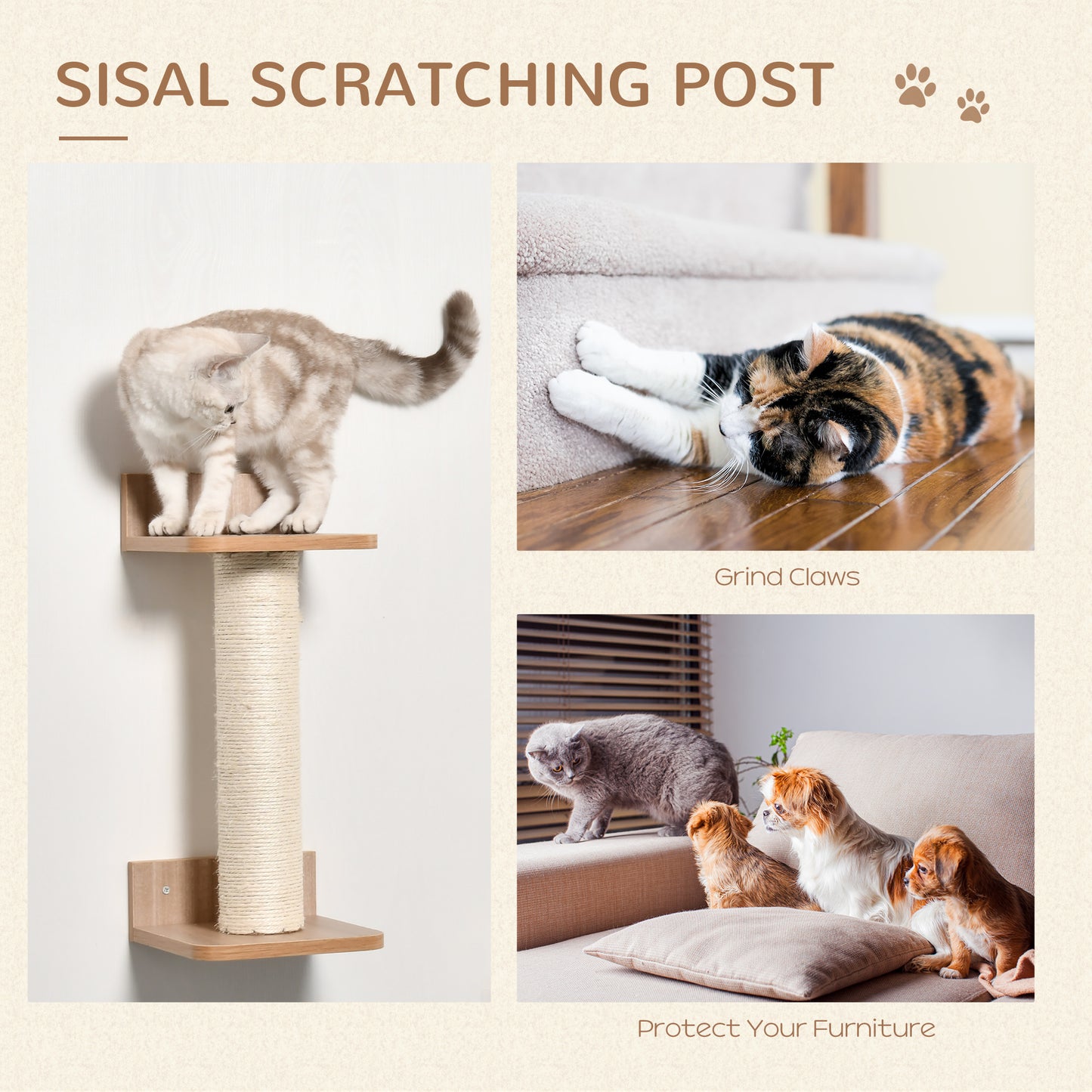 4PCs Wall-mounted Cats Climbing Shelf Set Cat Tree Kitten Perch Activity Center