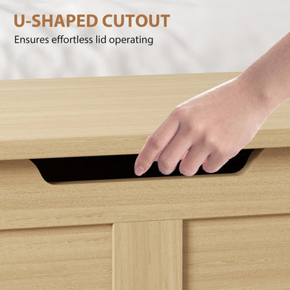 100L Home Storage Box, with Safety Hinge - Natural Wood Finish