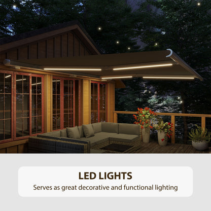 4x3m Full Cassette Electric/Manual Retractable Awning with LED Light and Remote Controller