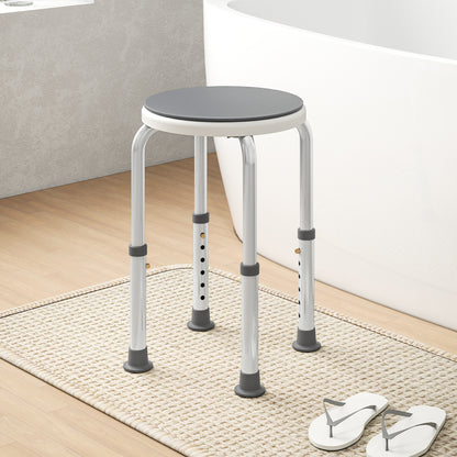 360° Swivel Shower Chair, Height Adjustable Aluminium Shower Stool with Non-Slip Feet for Disabled, Elderly, Grey