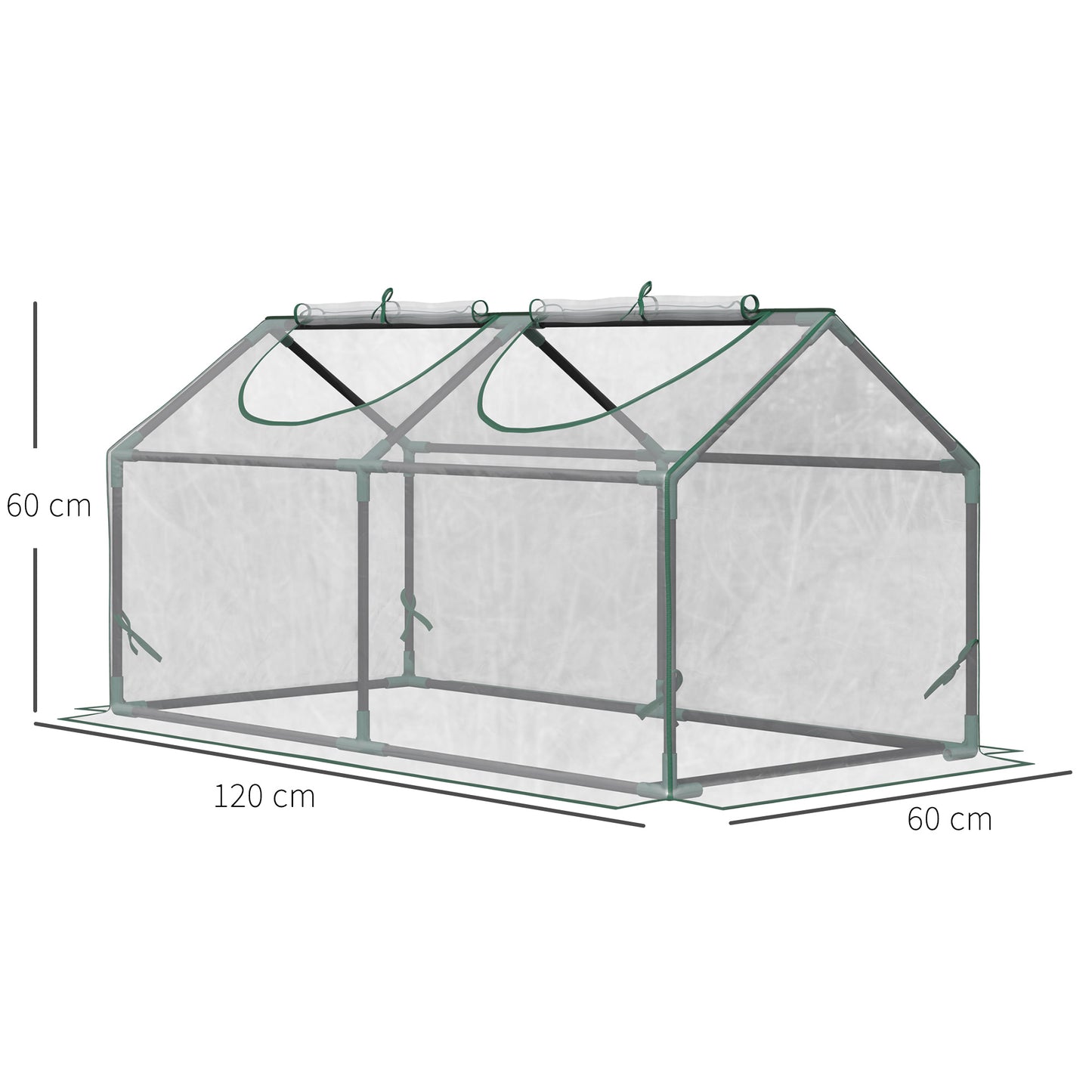 Mini Greenhouse Portable Flower Planter Vegetable Grow House for Garden with Zipped Windows, 120 x 60 x 60 cm, Clear
