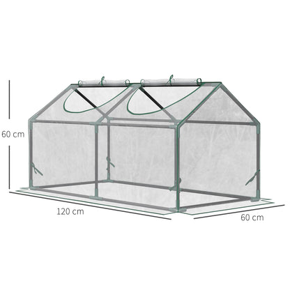 Mini Greenhouse Portable Flower Planter Vegetable Grow House for Garden with Zipped Windows, 120 x 60 x 60 cm, Clear
