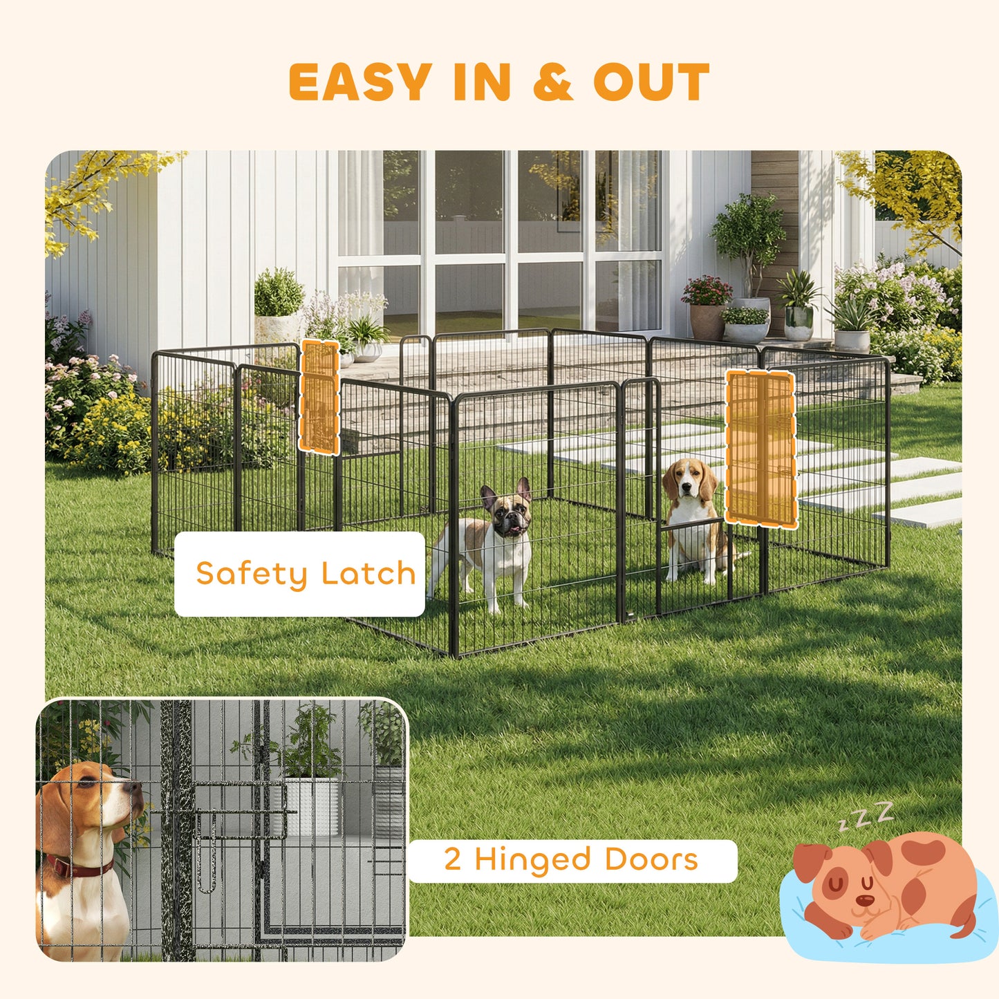 12 Panels Heavy Duty Puppy Playpen, for Small Dogs, Indoor and Outdoor Use - Silver