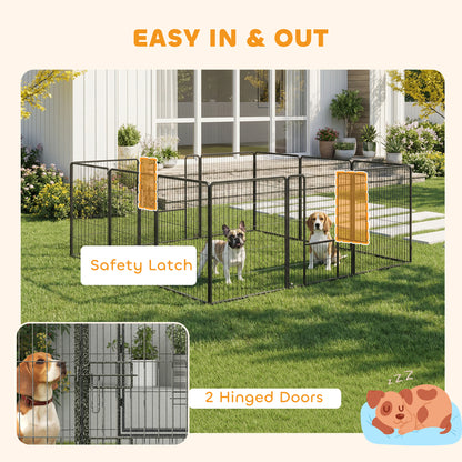 12 Panels Heavy Duty Puppy Playpen, for Small Dogs, Indoor and Outdoor Use - Silver