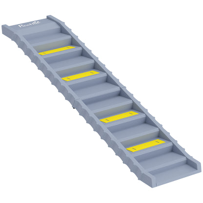 Dog Car Ramp with Anti-Slip Steps, 10-Steps Pet Stairs for Pets to Access Cars and High Beds, Grey