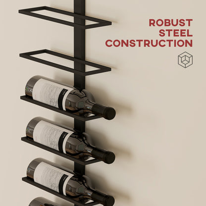 Wine Rack, Wall Mounted, 10 Tier Metal Wine Display Rack, Storage Holder for Kitchen, Dining Room, Bar, Cellar, Black