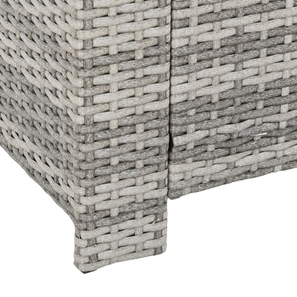 6-Piece Wicker Rattan Garden Set, Aluminium Patio Wicker Dining Sets with Glass Top Table & Soft Cushion, Light Grey