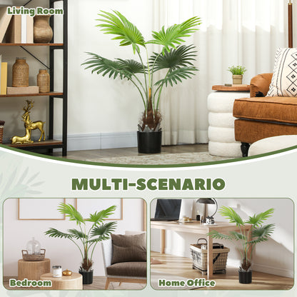 94cm Artificial Palm Tree, Decorative Artificial Plant with Lifelike PEVA Leaves and Coconut Coir, Fake Tree