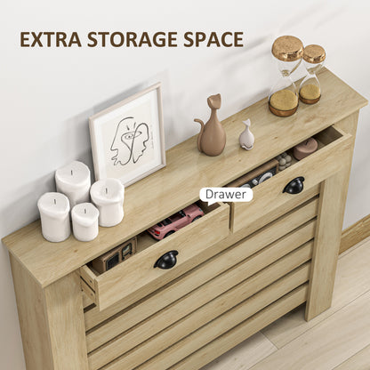 95.5H x 111Wcm Radiator Cover, with Drawer - Oak