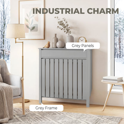 93 x 88.5cm Rustic-Look Radiator Cover - Grey