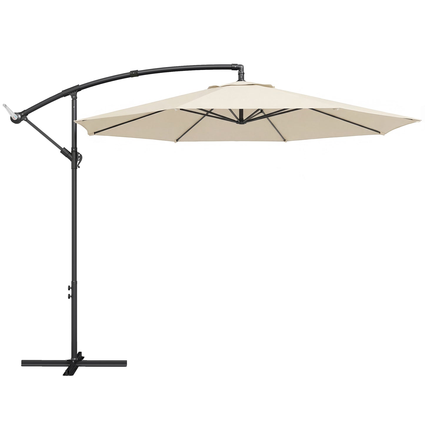 3 m Overhanging Cantilever Parasol, with Cross Base - Cream White