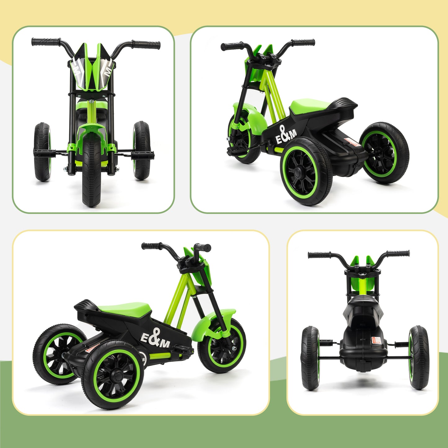 Kids Tricycle Baby Trike, Kids Trike with Pedal, 3 Wheel Toddler Balance Bike for Indoor Outdoor Use, Green