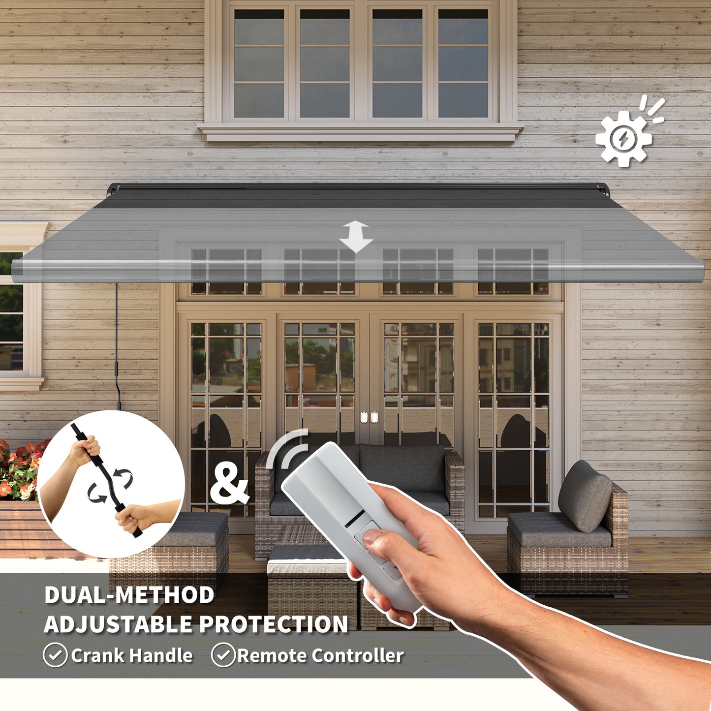 4 x 3(m) Full Cassette Electric Awning with Remote Controller, Aluminium Frame DIY Retractable Garden Awning
