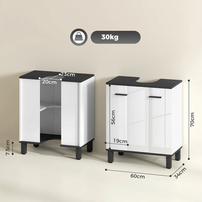 Modern Under-Sink Bathroom Cabinet - High Gloss White