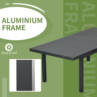 Aluminium Garden Table for 6-8, 246 cm Extending Outdoor Dining Table Rectangle for Patio, Balcony - Charcoal Grey