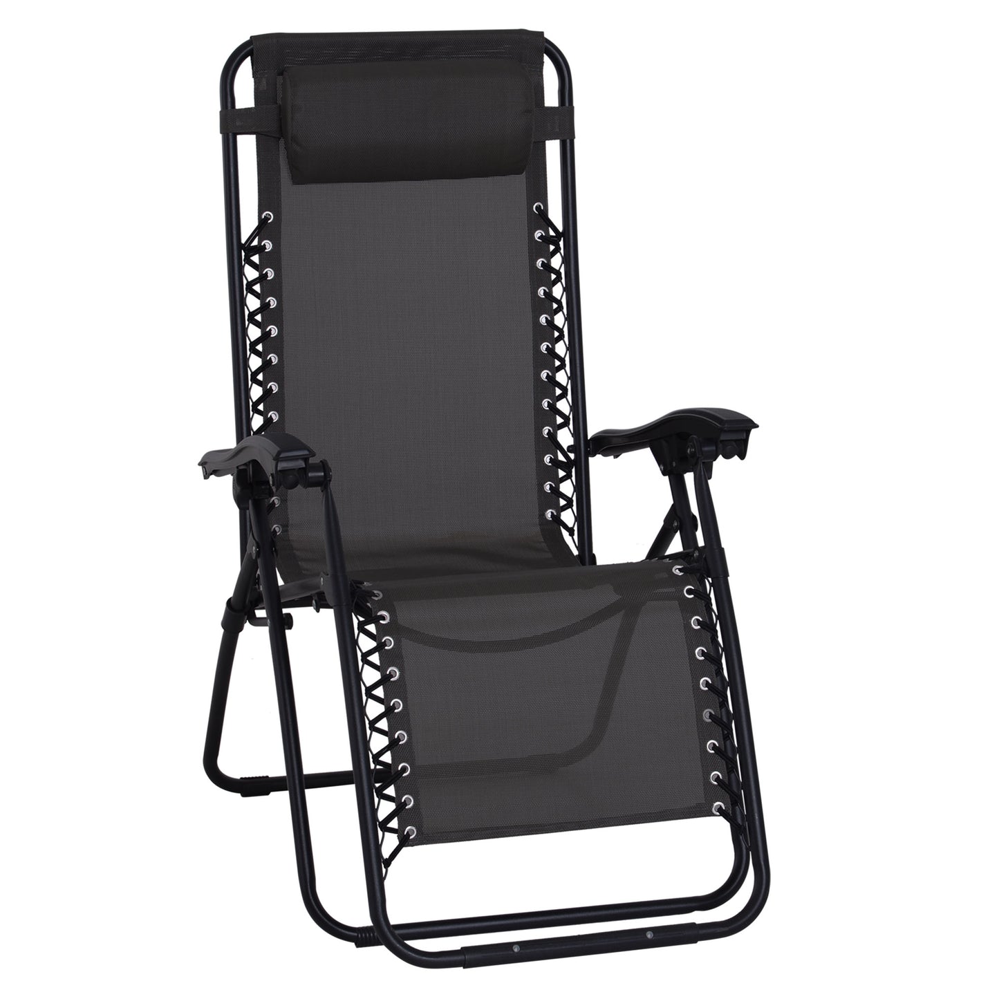 Zero Gravity Chair Metal Frame Texteline Armchair Outdoor Folding and Reclining Sun Lounger with Head Pillow for Patio Deckin