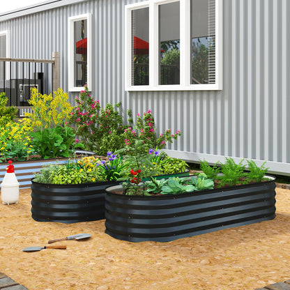 Set of Two 150 x 60cm Steel Planters - Dark Grey